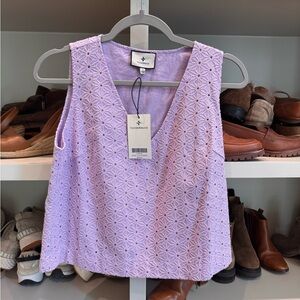 Tuckernuck Lavender eyelet Valerie Sleeveless Top